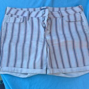 Old Navy White Shorts with Navy & Red Stripes